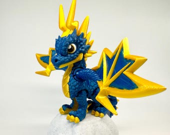 Articulated Lightning Dragon Fidget Toy, 3D Printed Storm Dragon, Desk Buddy  Stress Relief Figure, D&D Fantasy Creature Gift