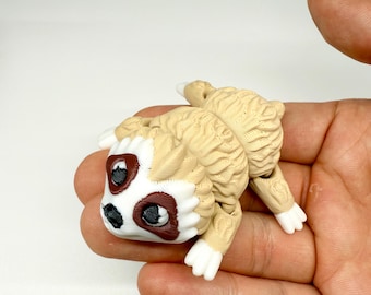 Schattige gelede luiaardbeeldje | 3D-geprint bureaudecor met beweegbare dieren | Flexibel fidgetspeeltje | Cadeau luiaardliefhebber: groen of geelbruin