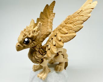 Articulated Griffin Fidget Toy, 3D Printed Posable Gryphon Statue, Mythical Creature Desk Buddy, D&D Fantasy Decor, Unique Gift for Gamers