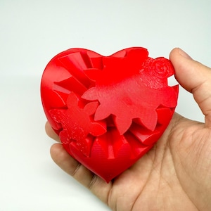Juguete antiestrés con forma de corazón impreso en 3D / Escultura cinética de escritorio / Engranajes entrelazados para aliviar el estrés / PLA ecológico, regalo único para San Valentín