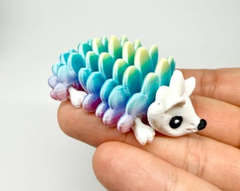 Articulated 3D Printed Hedgehog Fidget Toy | Rainbow Flexi Animal | Cute Sensory Desk Pet for ADHD and Stress Relief | Unique Kids Gift
