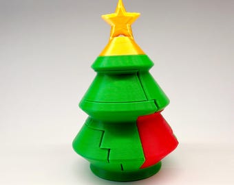 3D Printed Spiral Christmas Tree Puzzle | Geometric Brain Teaser | Interactive Holiday Desk Decor | Unique Logic Game Stocking Stuffer