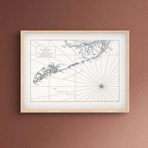 The Florida Keys, Key Largo to Key West, Letterpress Printed Map
