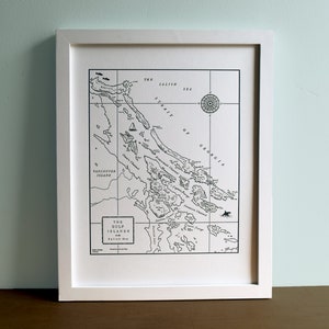 Gulf Islands British Columbia Map Unframed Print image 1