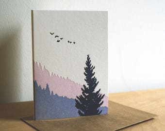 Forest Sunrise Letterpress Card