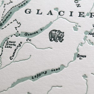 Glacier National Park and Waterton Lakes National Park Letterpress Map Print image 6