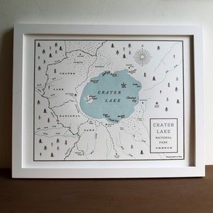 Crater Lake National Park, Oregon, Letterpress Map Print