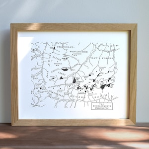 Mini-carte typographique The Enchantments, Washington Central Cascades Mountains