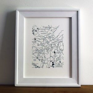 Three Sisters Mini Map, Letterpress Print