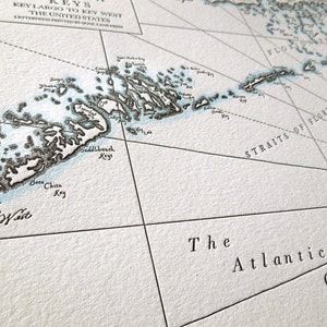 The Florida Keys, Key Largo to Key West, Letterpress Printed Map image 2