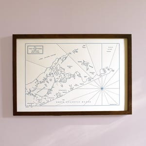 Gli Hamptons, Sag Harbor, Shelter Island e Montauk Long Island New York, stampa artistica della mappa tipografica