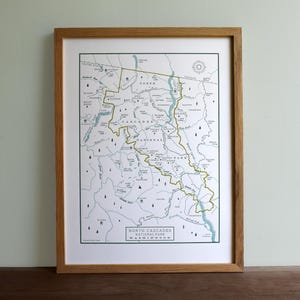 North Cascades National Park, Washington, boekdrukkaart, ingelijste afdruk