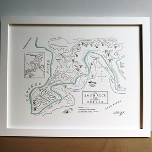 Carte du parc d'État de Smith Rock, impression sans cadre