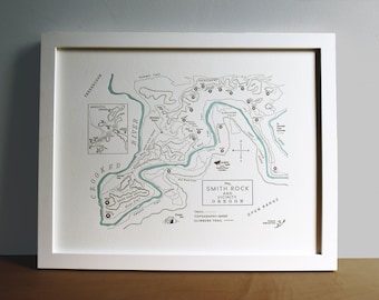 Smith Rock State Park Map, Unframed Print