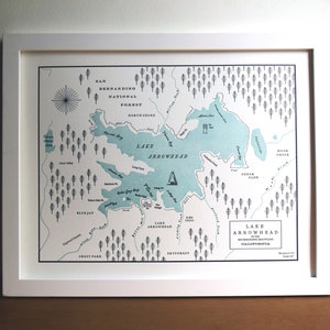 Lake Arrowhead Letterpress Map Print