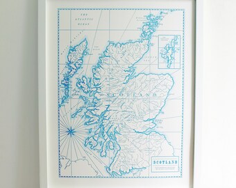 【希少】アンティークマップ　イギリス　スコットランド　絵地図 map スコットランド、活版印刷地図、額なし印刷 - Etsy 日本