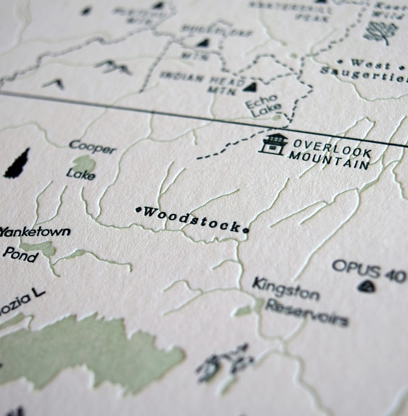 Catskill Mountains, Catskill Park New York Letterpress Map Print image 4