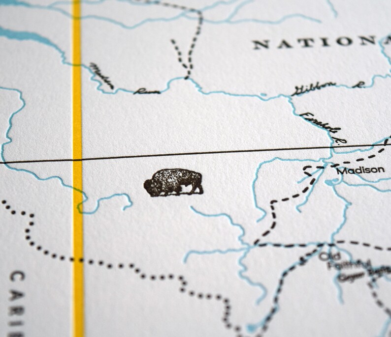 Yellowstone National Park, Letterpress Wall Art Map image 8