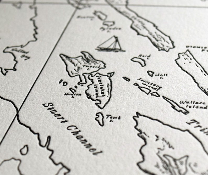 Carte des îles Gulf de la Colombie-Britannique Impression non encadrée image 4