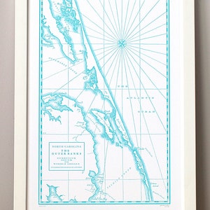 Outer Banks, Letterpress Map Print Dark Grey image 4