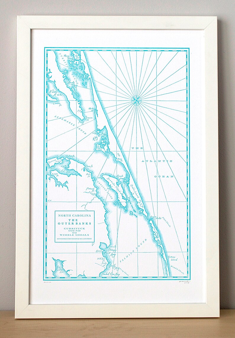 Outer Banks, Letterpress Map Print Dark Grey image 4