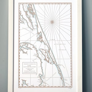 Outer Banks, Letterpress Printed Map, Unframed Print
