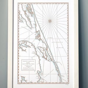 Outer Banks, carte imprimée en typographie, impression sans cadre