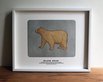 Black Bear Letterpress Wall Art Print