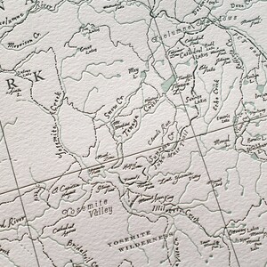 Yosemite National Park, Letterpress Map, Wall Art Unframed Print image 2