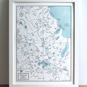 Desolation Wilderness Lake Tahoe Map, Letterpress Art Print