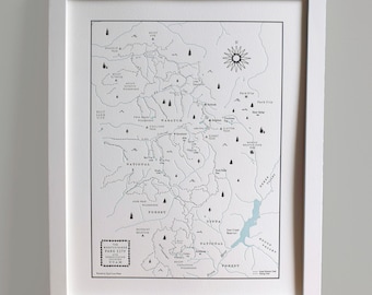 Park City and the Wasatch Reihe, Utah, Letterpress Map Print