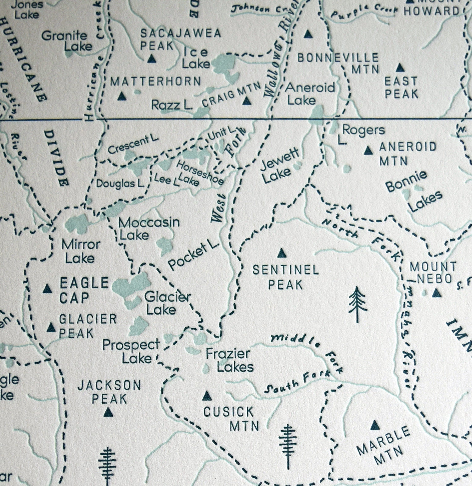 Map Of Eagle Cap Wilderness Eagle Cap Wilderness In The Wallowa Mountains Oregon | Etsy Uk