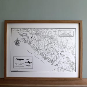Île de Vancouver, Colombie-Britannique, Canada, impression typographique de carte