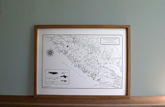 Vancouver Island, British Columbia, Canada, Letterpress Map Print