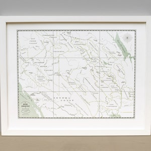 Northern California Wine Country Letterpress Map Art Unframed Print, Featuring Napa and Sonoma Counties