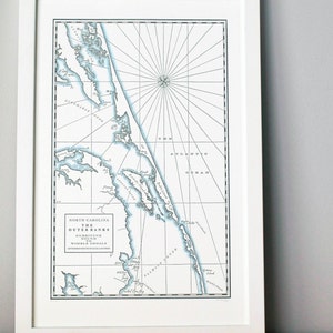 Outer Banks, impression typographique de carte (gris foncé)