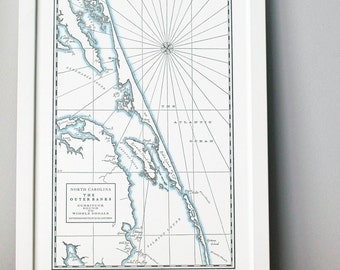 Outer Banks, Letterpress Map Print (Dark Grey)