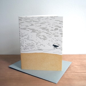 Sandpiper in the Surf Letterpress Card