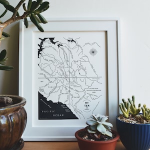 Mount Tamalpais, California Letterpress Printed Mini Map