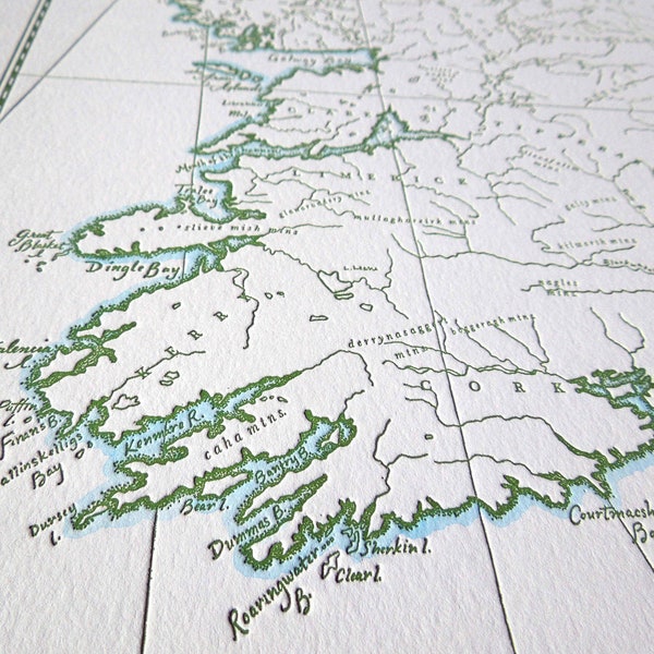 Ireland, Letterpress Printed Wall Art Unframed Print