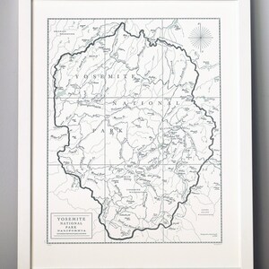 Yosemite National Park, Letterpress Map, Wall Art Unframed Print