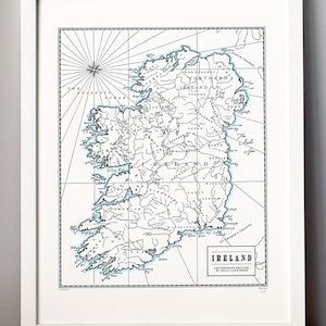 Ireland, Letterpress Printed Map, Wall Art Print