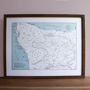 Parc national d'Olympic, Olympic Peninsula, État de Washington, carte typographique, art mural, impression