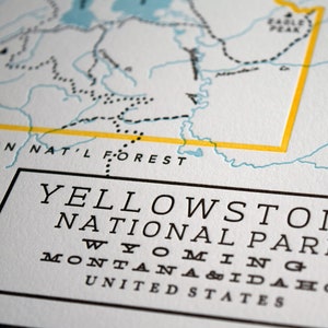 Yellowstone National Park, Letterpress Wall Art Map image 1