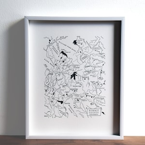 Summit County Colorado, Rocky Mountain Ski Area Mini Map, Letterpress Art