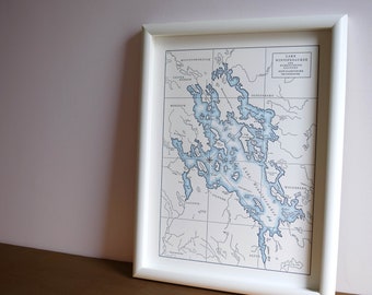 Lake Winnipesaukee, New Hampshire Letterpress Map Print