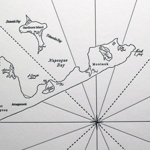 The Hamptons, Sag Harbor, Shelter Island and Montauk Long Island New York, Letterpress Map Art Print image 7
