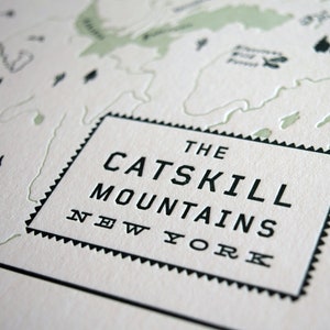 Catskill Mountains, Catskill Park New York Letterpress Map Print image 1