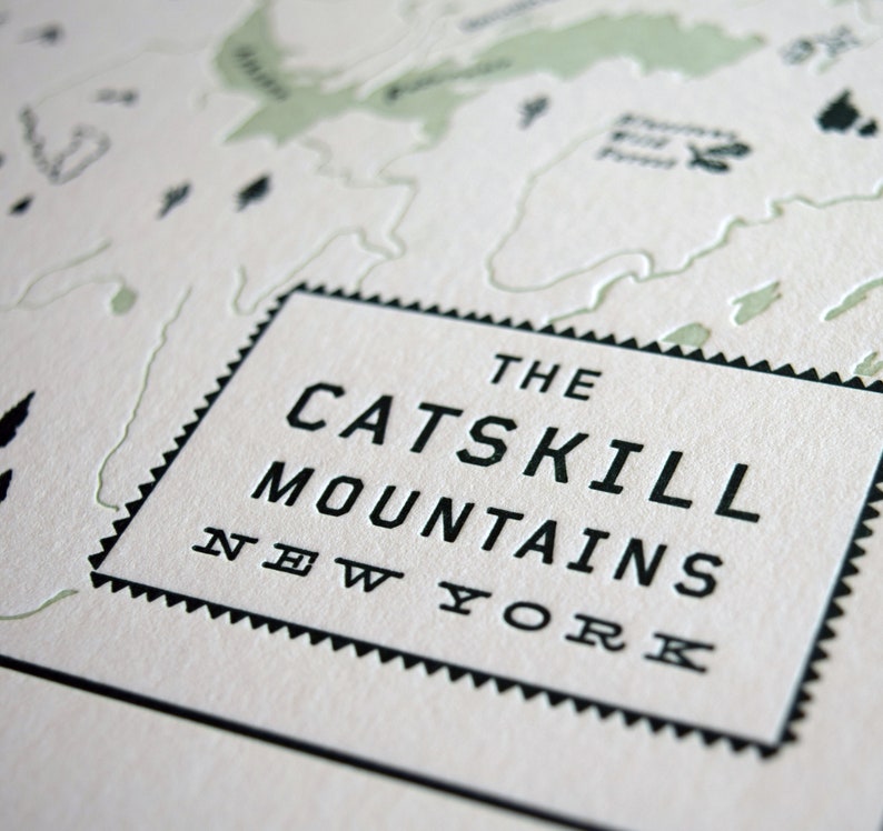 Catskill Mountains, Catskill Park New York Letterpress Map Print image 1