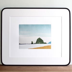 Haystack Rock, Cannon Beach, the Oregon Coast, Illustrated Print